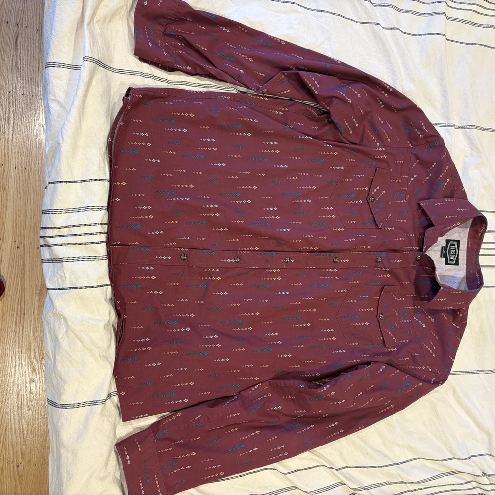 Gibson Burgundy Shirt with Geometric Pattern